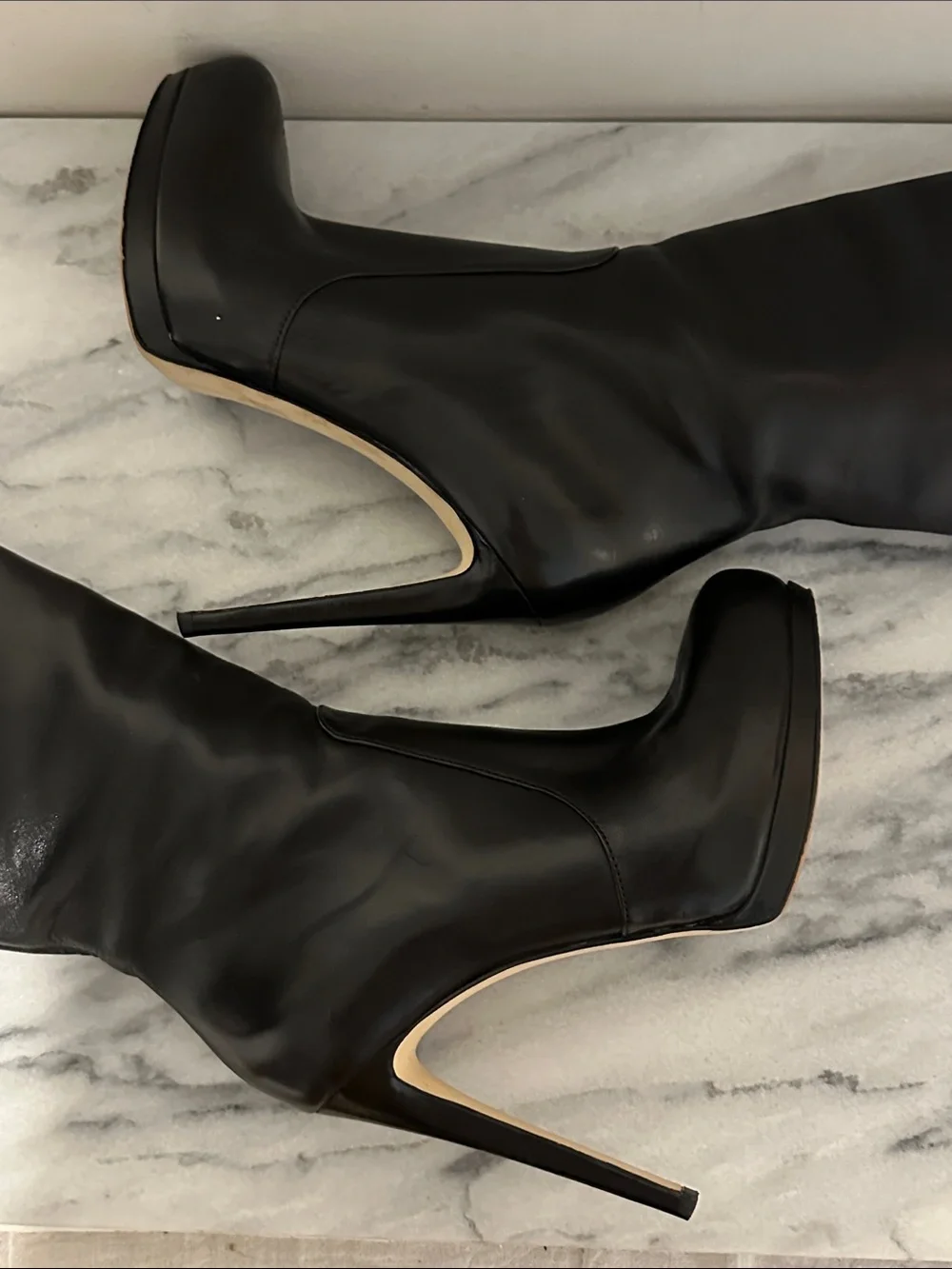 MICHAEL Michael Kors Hayley Heeled Boots Two-Tone Black Brown Leather 7M EUC